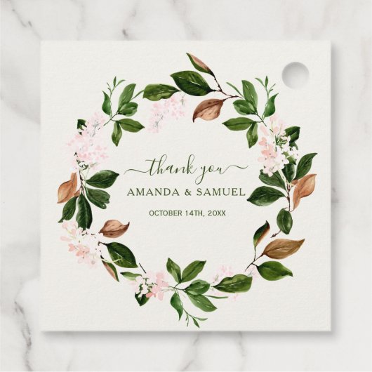 Aquarellgrün Danke Stickers Geschenkanhänger (Rückseite)