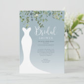 Aquarellgrün Dusty Blue Brautparty Einladung (Stehend Vorderseite)