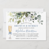 Aquarellgrün Dusty Blue Bridal Brunch Einladung (Vorderseite)