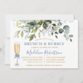 Aquarellgrün Dusty Blue Gold Bridal Brunch Einladung (Vorderseite)