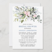 Aquarellgrün Dusty Blue Pink Brautparty Einladung (Vorderseite)