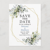 Aquarellgrün Dusty Blue Save the Date Postkarte (Vorderseite)