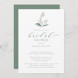 Aquarellgrün Einfaches Brautparty Einladung