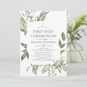 Aquarellgrün Erste Heilige Kommunion Einladung (Stehend Vorderseite)