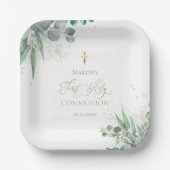 Aquarellgrün | Erste Kommune Pappteller (Vorderseite)