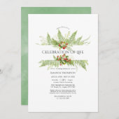 Aquarellgrün Feier des Fotos des Lebens Einladung (Vorne/Hinten)