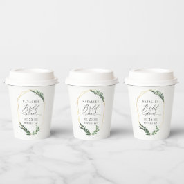 Aquarellgrün florierendes elegantes Brautparty  Pappbecher