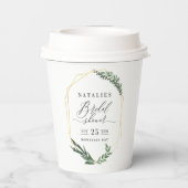 Aquarellgrün florierendes elegantes Brautparty Pappbecher (Rückseite)