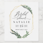 Aquarellgrün florierendes elegantes Brautparty Weinetikett (Einzelnes Label)