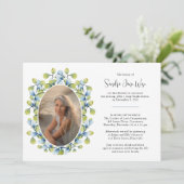 Aquarellgrün Foto Todesanzeige und Beerdigung Einladung (Stehend Vorderseite)