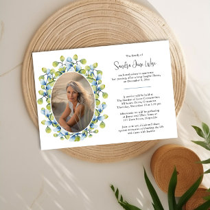 Aquarellgrün Foto Todesanzeige und Beerdigung Einladung