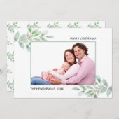 Aquarellgrün Foto Weihnachtsfeiertag Feiertagskarte (Vorne/Hinten)