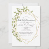 Aquarellgrün Geometrisch Erste Heilige Kommune Einladung (Vorderseite)
