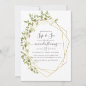 Aquarellgrün Geometrische Seite und Siehe Einladung (Vorderseite)