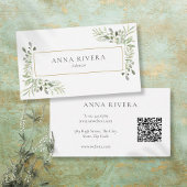 Aquarellgrün Geometrischer QR-Code Visitenkarte