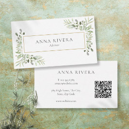 Aquarellgrün Geometrischer QR-Code Visitenkarte