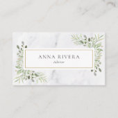 Aquarellgrün Geometrisches weißes Marmor Visitenkarte (Vorderseite)