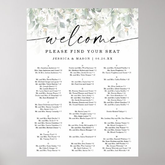 Aquarellgrün Gold Hochzeitskarte Poster (Vorne)