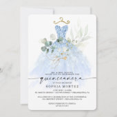 Aquarellgrün Gold Quinceñera Birthday Invi Einladung (Vorderseite)