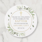 Aquarellgrün Gold Taufe Vielen Dank Geschenkanhänger (Vorderseite)