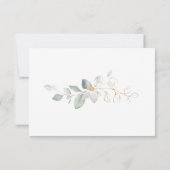 Aquarellgrün & goldenes Blattwerk Buch für Baby In Einladung (Rückseite)