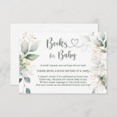 Aquarellgrün & goldenes Blattwerk Buch für Baby In Einladung (Vorne/Hinten)
