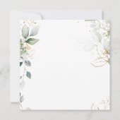 Aquarellgrün & goldfarbene Blätter Flat Danke Kart (Rückseite)