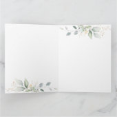 Aquarellgrün & goldfarbene Blätter Vielen Dank Dankeskarte (Innenseite)