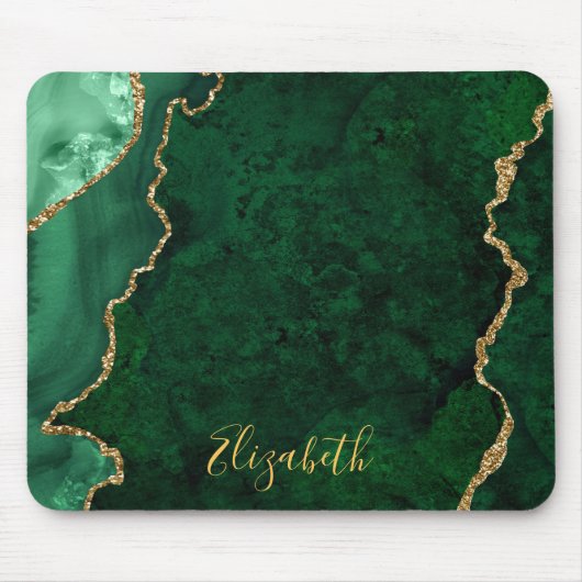 Aquarellgrün Goldmarmor Agate Geode Mousepad (Vorne)