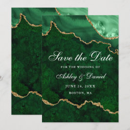 Aquarellgrün Goldmarmor Agate Geode Save The Date