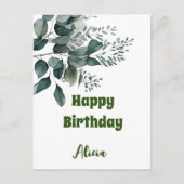 Aquarellgrün | Happy Birthday Card Postkarte (Vorderseite)