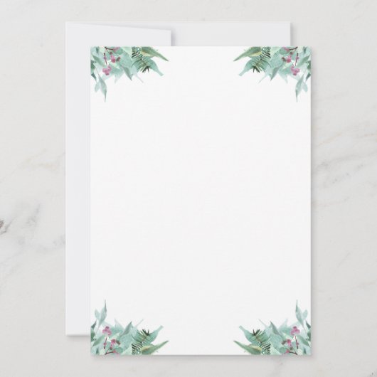 Aquarellgrün Heiliger Kranz Weihnachtsfest Party Einladung (Rückseite)