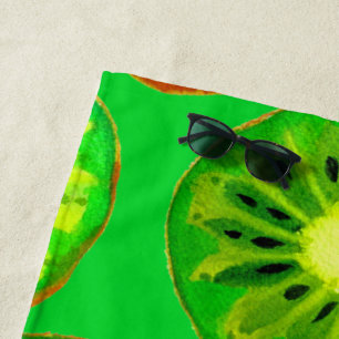 Aquarellgrün Kiwi Slice Art Strand Strandtuch