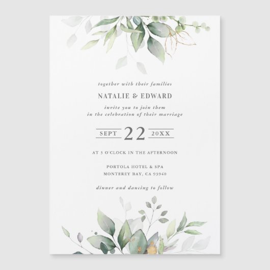 Aquarellgrün Magnetkarte (Vorderseite)