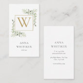 Aquarellgrün-Monogramm-Beruflich Visitenkarte (Vorne/Hinten)