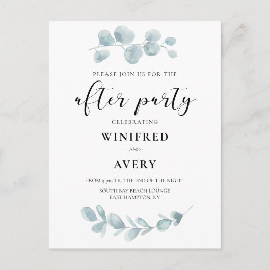 Aquarellgrün nach Party Einladung Postkarte (Vorderseite)