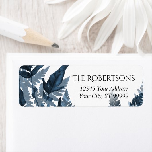 Aquarellgrün Navy Blue Fern Rücksendeadresse (Insitu)