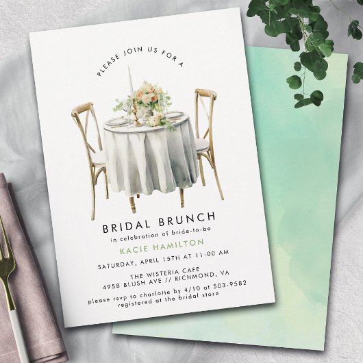Aquarellgrün | Niedlich Modern Bridal Brunch Einladung