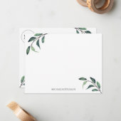 Aquarellgrün personalisieren und Monogramm Mitteilungskarte (Vorderseite/Rückseite Beispiel)