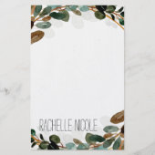 Aquarellgrün Personalisiert Briefpapier (Vorderseite)