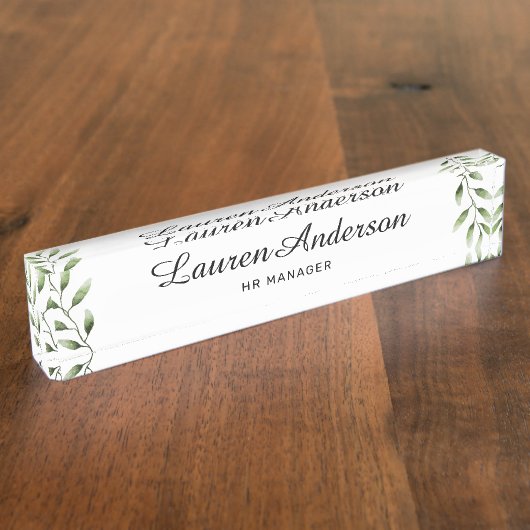 Aquarellgrün Personalisiert Namensplakette (Seite)