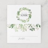 Aquarellgrün | Personalisierte Hochzeit Platzkarte (Außenseite Aufgefaltet)