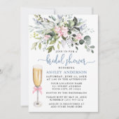 Aquarellgrün Pink Dusty Blue Brautparty Einladung (Vorderseite)