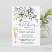 Aquarellgrün Pink Dusty Blue Brautparty Einladung (Stehend Vorderseite)