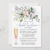 Aquarellgrün Pink Dusty Blue Bridal Mittagessen Einladung (Vorderseite)