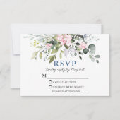 Aquarellgrün Pink Dusty Blue Wedding RSVP Karte (Vorderseite)