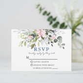 Aquarellgrün Pink Dusty Blue Wedding RSVP Karte (Stehend Vorderseite)