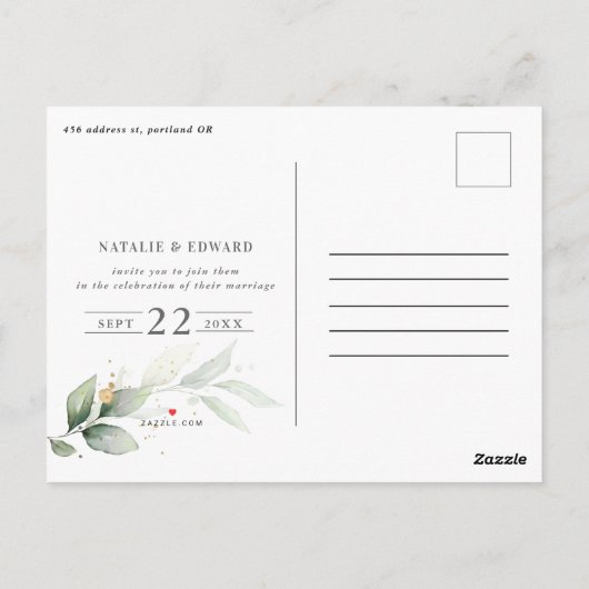 Aquarellgrün Postkarte (Rückseite)