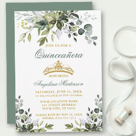 Aquarellgrün Quinceañera Sage Green Gold Einladung