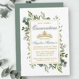 Aquarellgrün Quinceanera Sage Green Gold Einladung